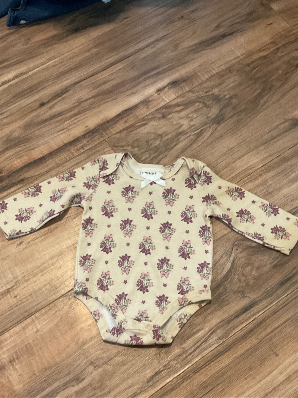 Sincerely Jules Cream One-Piece with Purple Floral Print